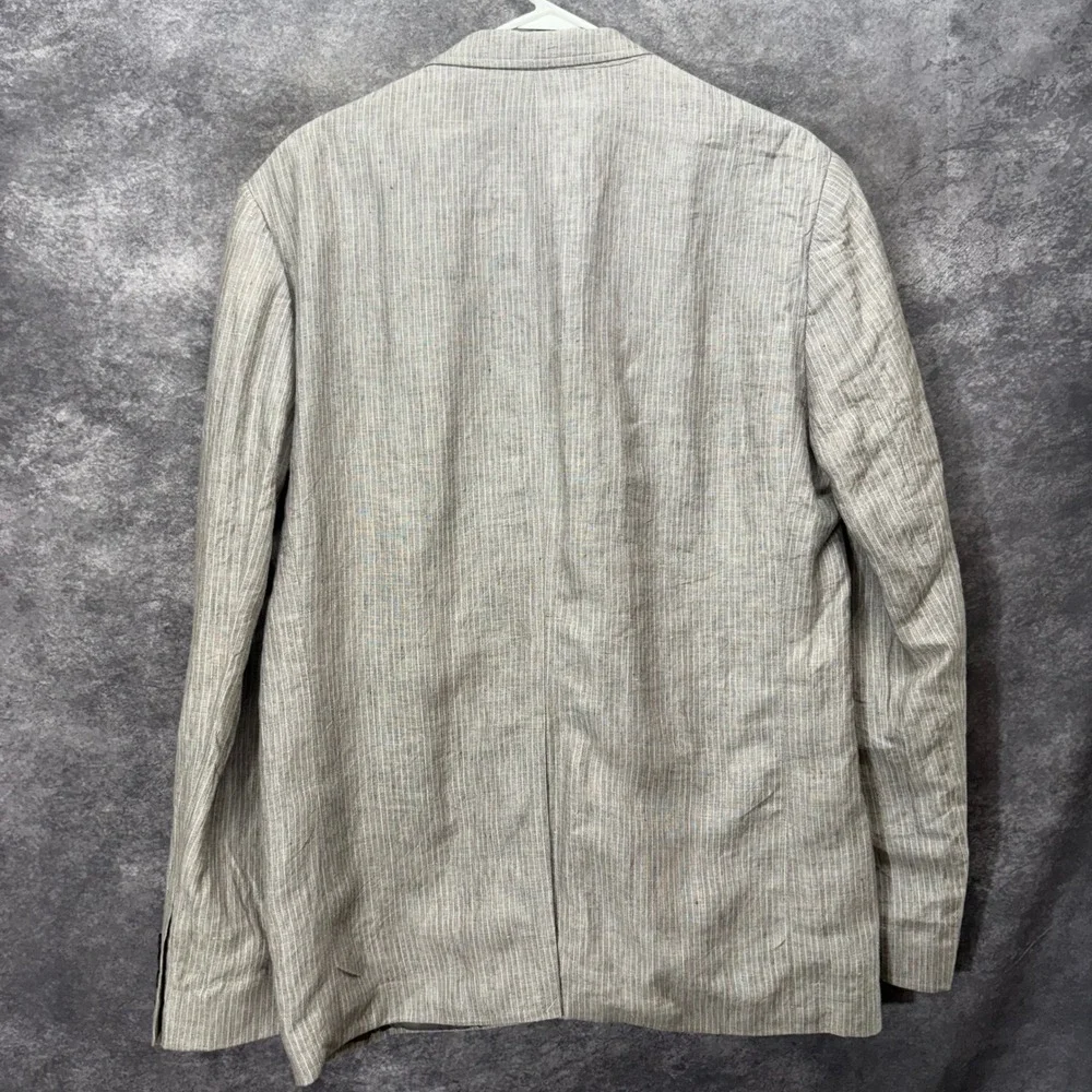 Murano Baird McNutt Irish Linen Blazer Mens Large Gray Pinstripe Sport Coat NEW